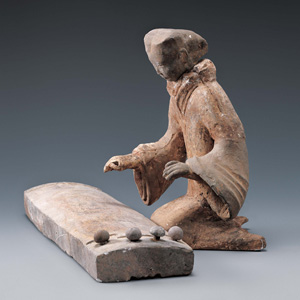 Female Terracotta Figurine of Playing Guqin